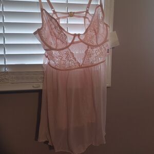 2/$20 Pink Lace Chemise Lingerie Teddy Set